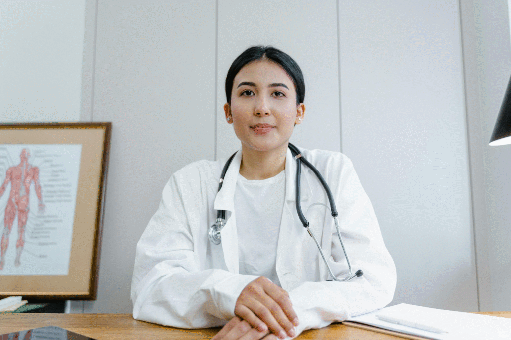 Female doctor ready to discuss hormone health with patient
