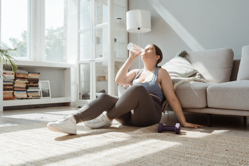 An image of a woman drinking water