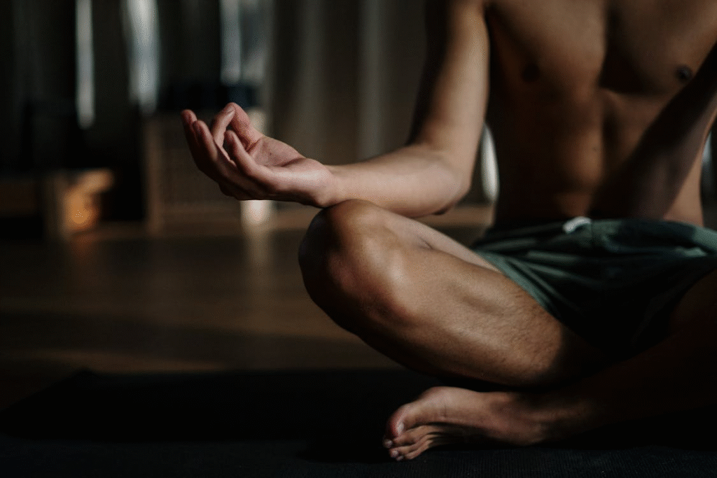 An image of a man doing meditation