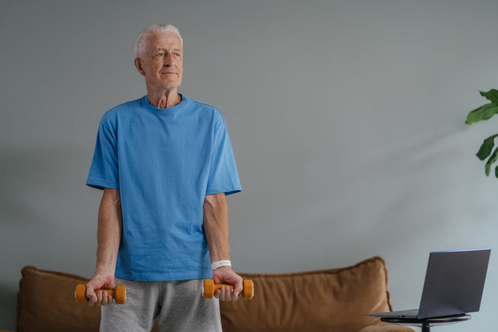  An image of an elderly man exercising