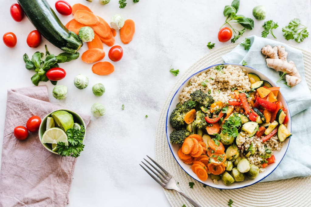 A bowl full of vegetables and salad.