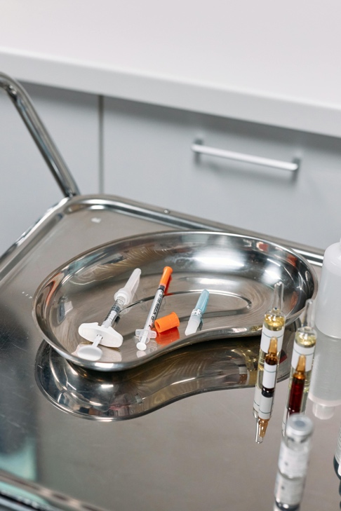 Clean clinical setting prepared for injectable wellness treatment